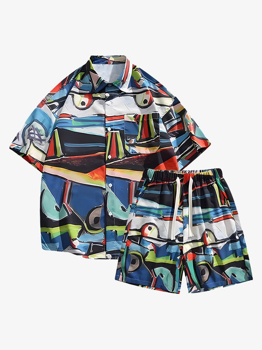 Thesupermade American Retro Fun Print Casual Set 