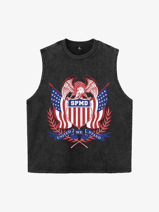Original Printed Eagle Graphic Stylish Sleeveless Denim Vest 