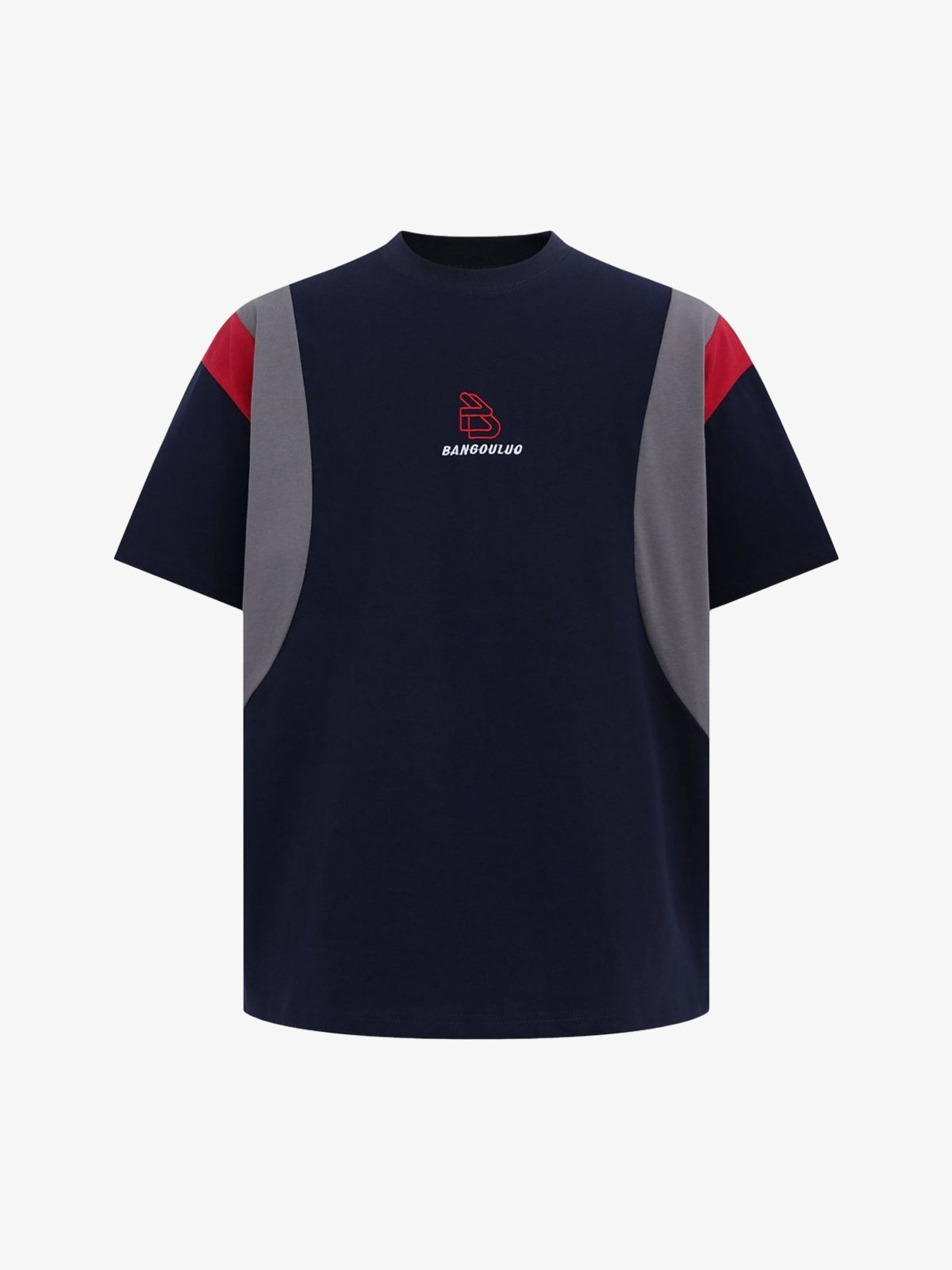 Retro Contrast Color Stitching Embroidered Letter Jersey T-shirt 
