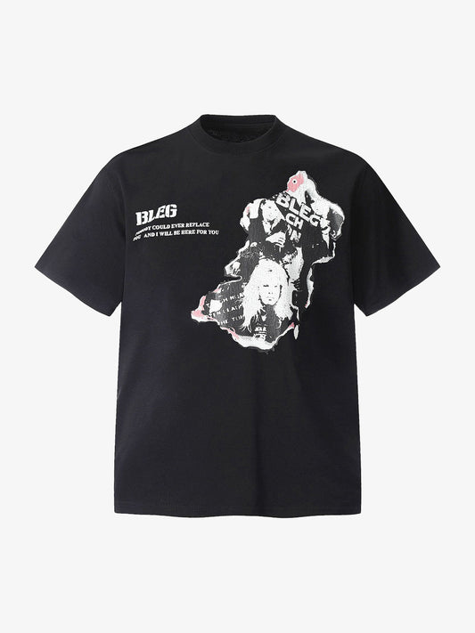 Street Hip-hop Portrait Print T-shirt 