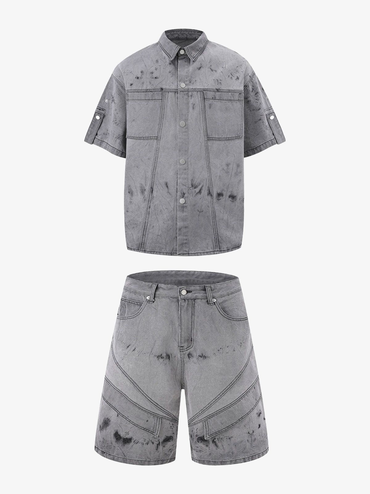 Distressed Washed Workwear Denim Set 