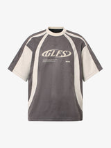 Jersey Deconstructed Contrast Color Stitching Print T-shirt - 2407