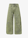 Washed Distressed Ripped Barrel Jeans 