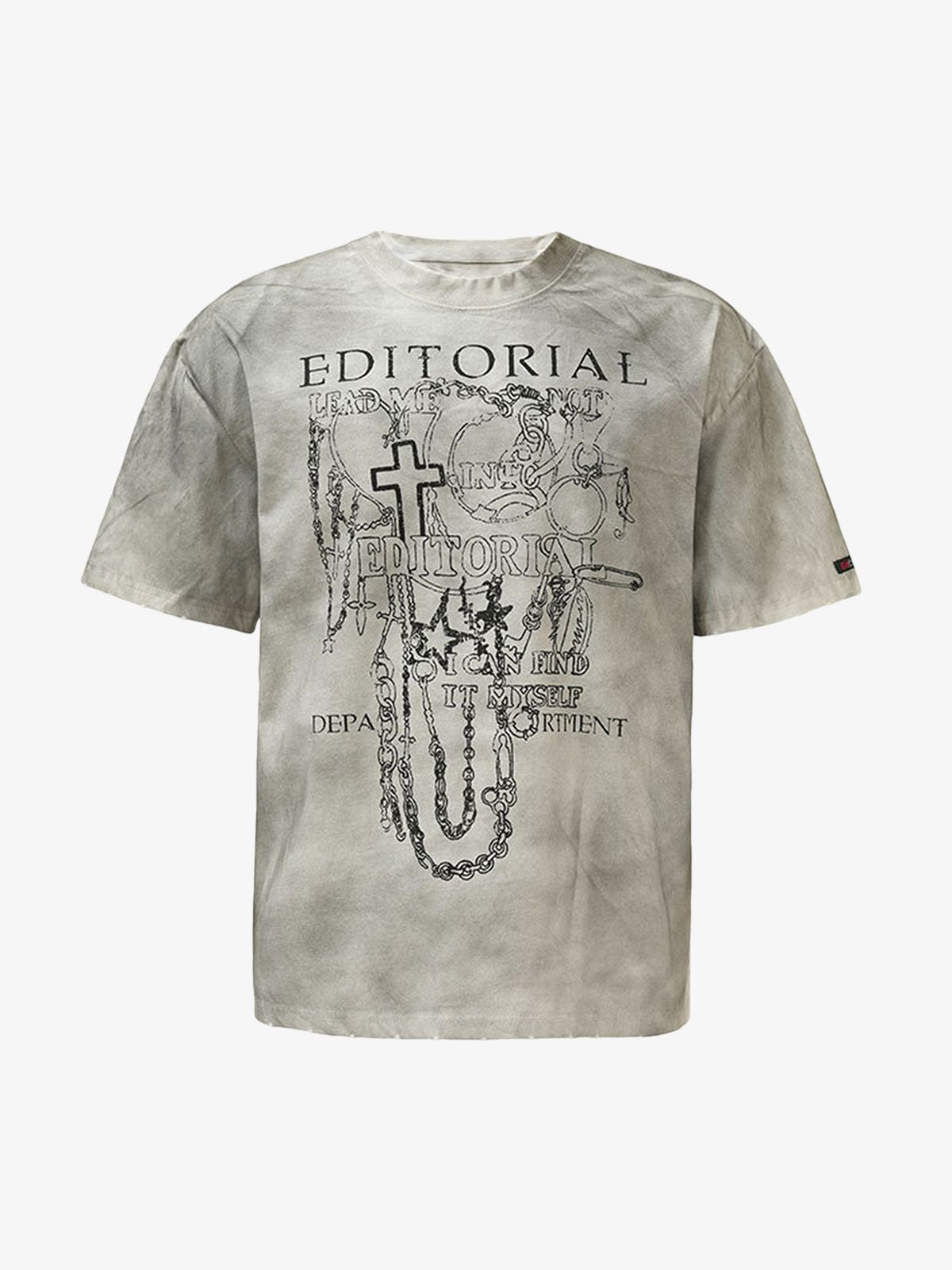 Thesupermade Mud-dyed Dirty Spray Cross Print Street Rap T-Shirt 
