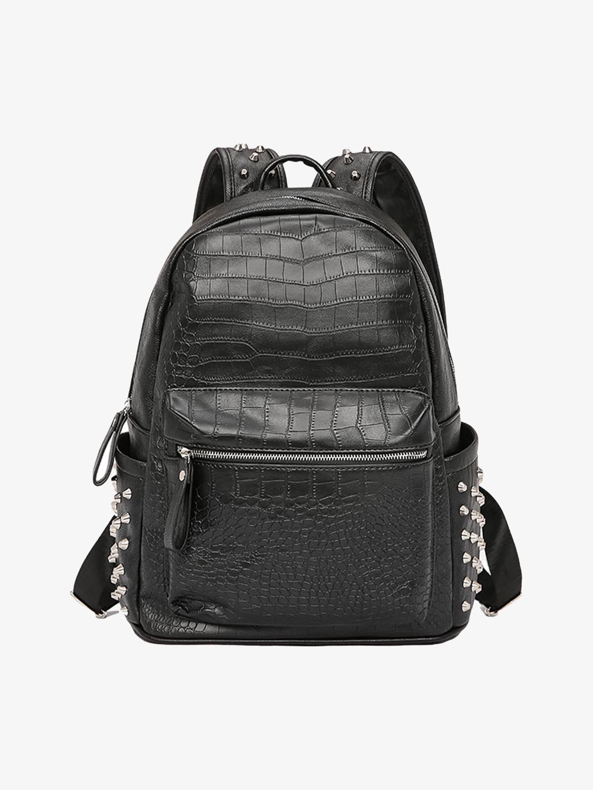 Rivet Crocodile-Print Backpack - 2464 