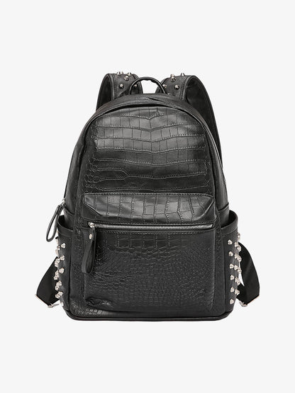 Rivet Crocodile-Print Backpack - 2464 