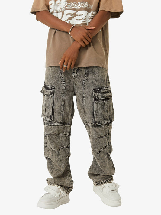 Thesupermade American Street Style Washed Distressed Work Jeans - 2354 