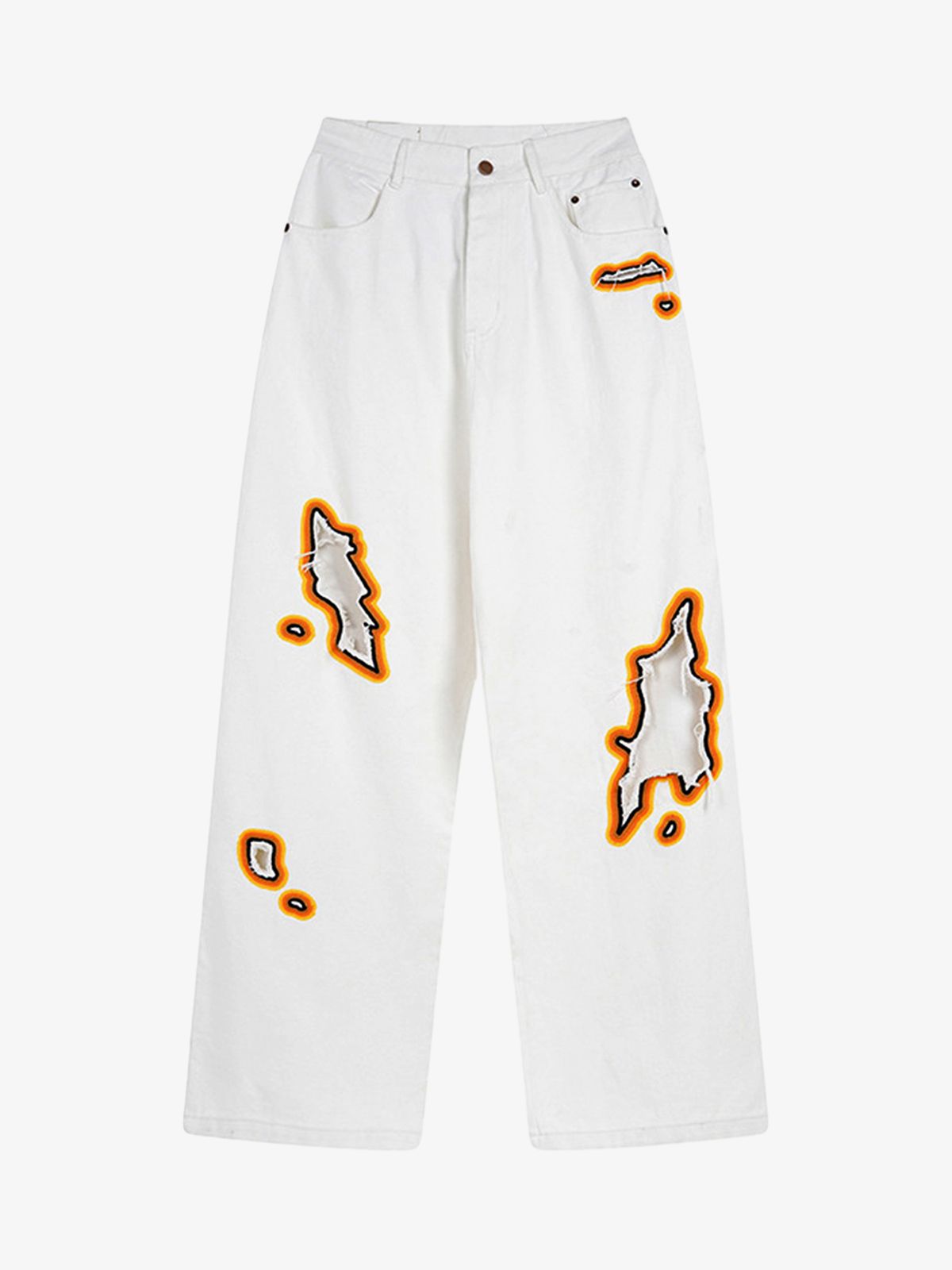 Street Flame Towel Embroidered Jeans 