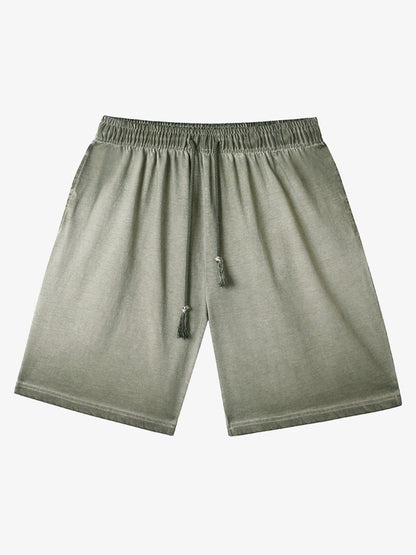 Distressed Washed Drawstring Shorts 
