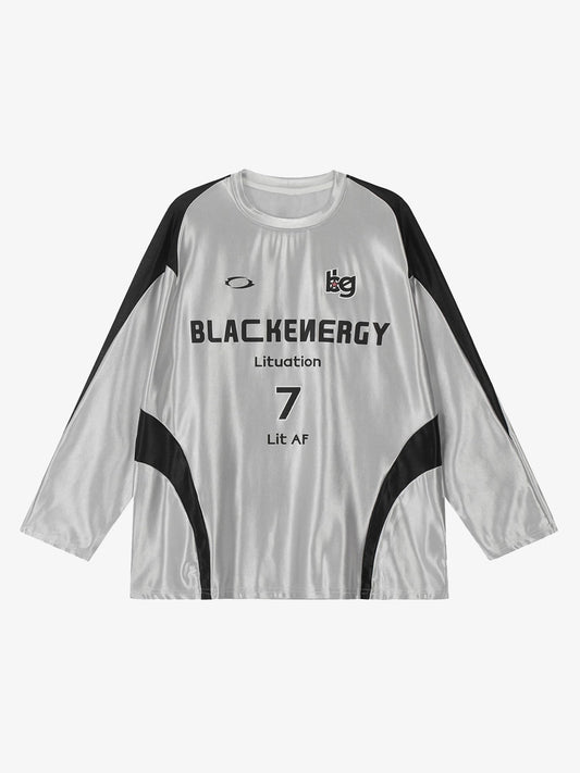 Thesupermade American Retro Patchwork Print Long-sleeved T-shirt 