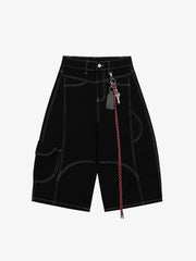 Denim Welt-Embellished Cargo Jorts - 2408 