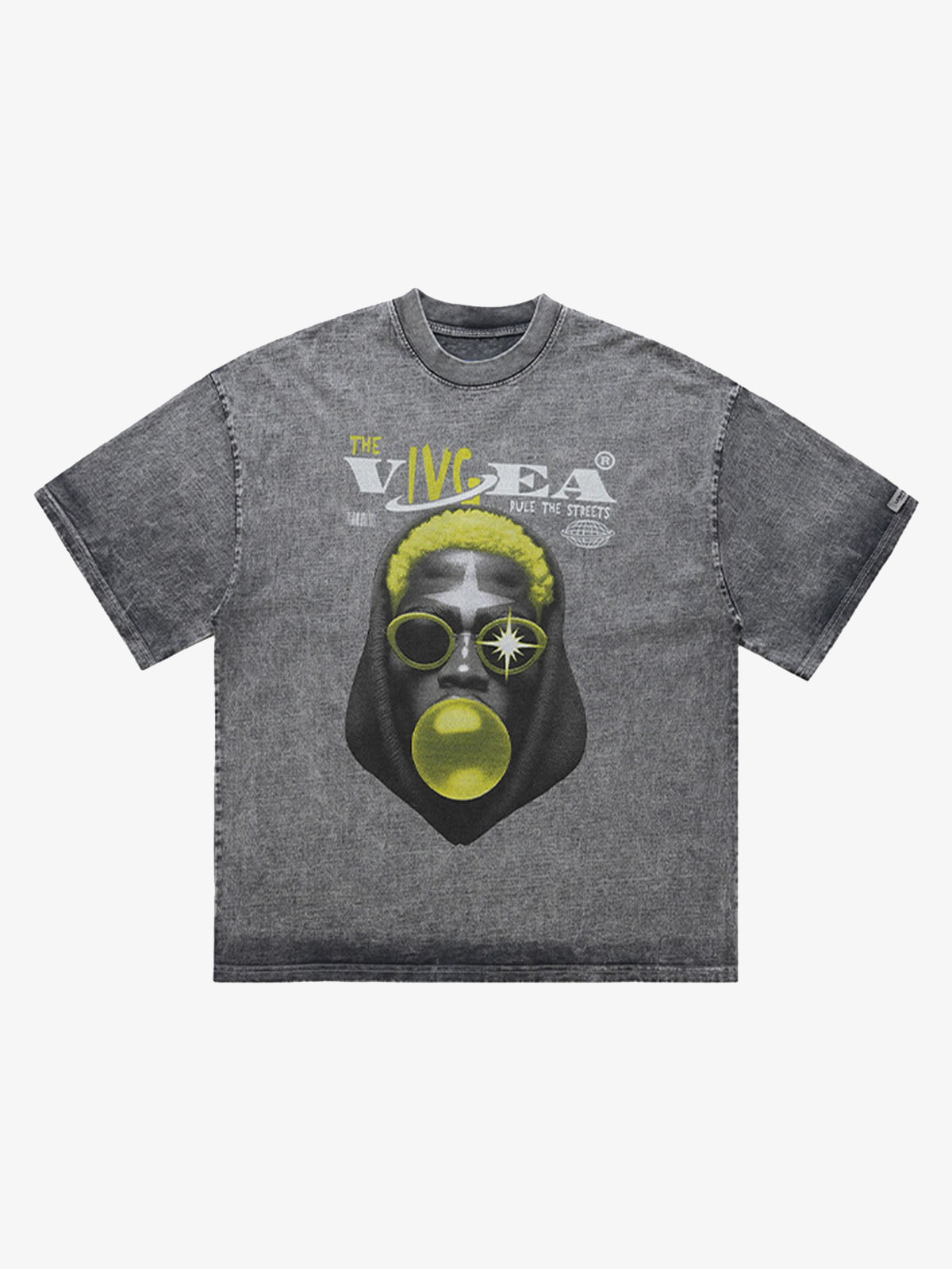 Street Retro Washed Creative Print T-shirt 