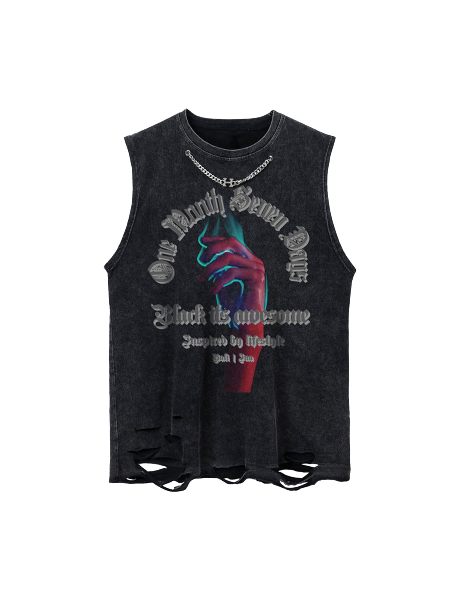 Thesupermade Hip-hop Loose Washed Undershirt -1606