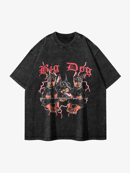 Thesupermade Doberman Pinscher Print Washed Out T-shirt 