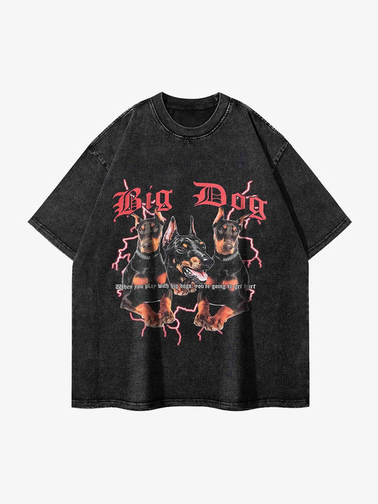 Thesupermade Doberman Pinscher Print Washed Out T-shirt 