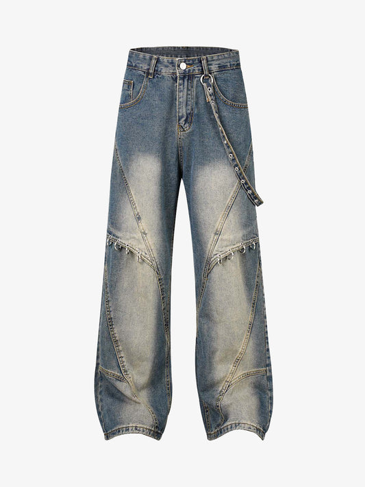 Thesupermade Washed Distressed Baggy Jeans - 2233 