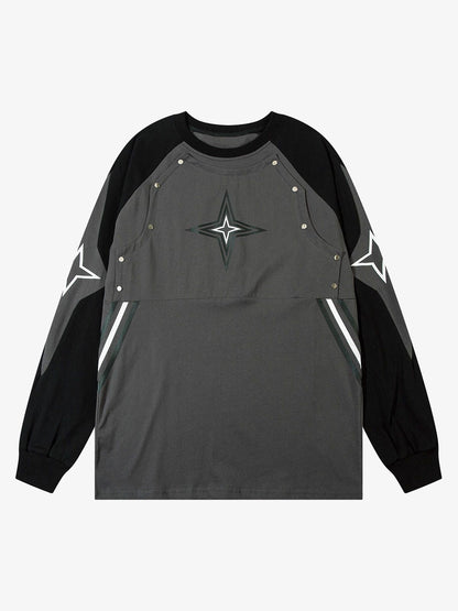 Thesupermade Star Stitched Studded Long Sleeve T-shirt 