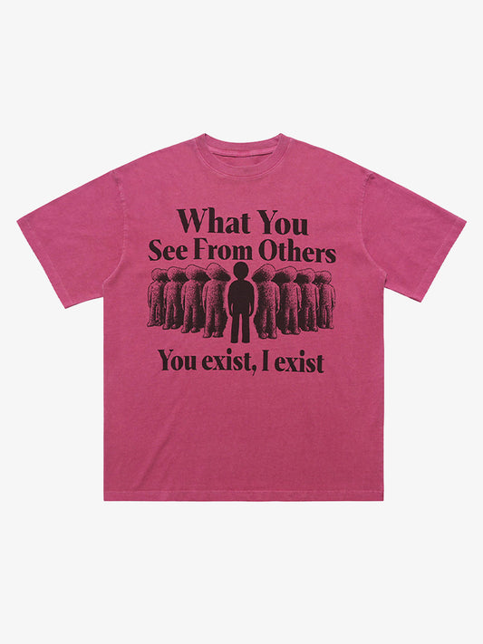 Street Retro Portrait Letter Print T-Shirt 