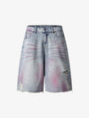 Distressed Tie-Dye Denim Jorts 