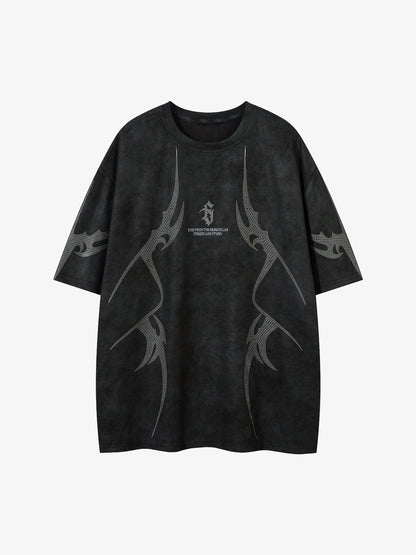 Oversized Graphic Suede Print T-Shirt 