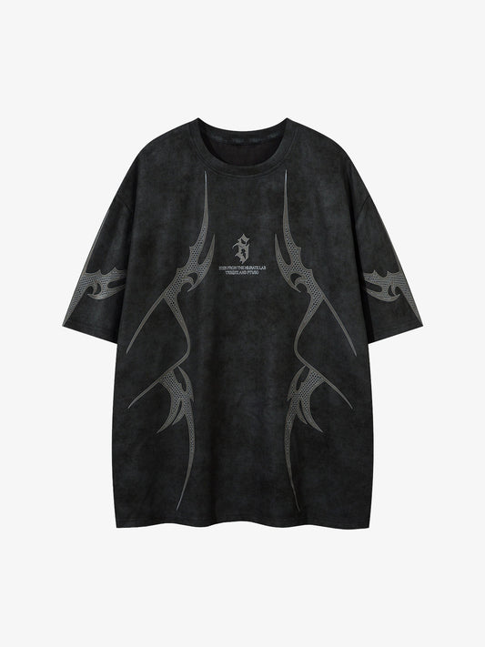 Oversized Graphic Suede Print T-Shirt 