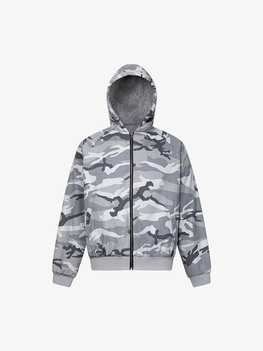 Thesupermade Camouflage Fleece Hooded  Jacket 