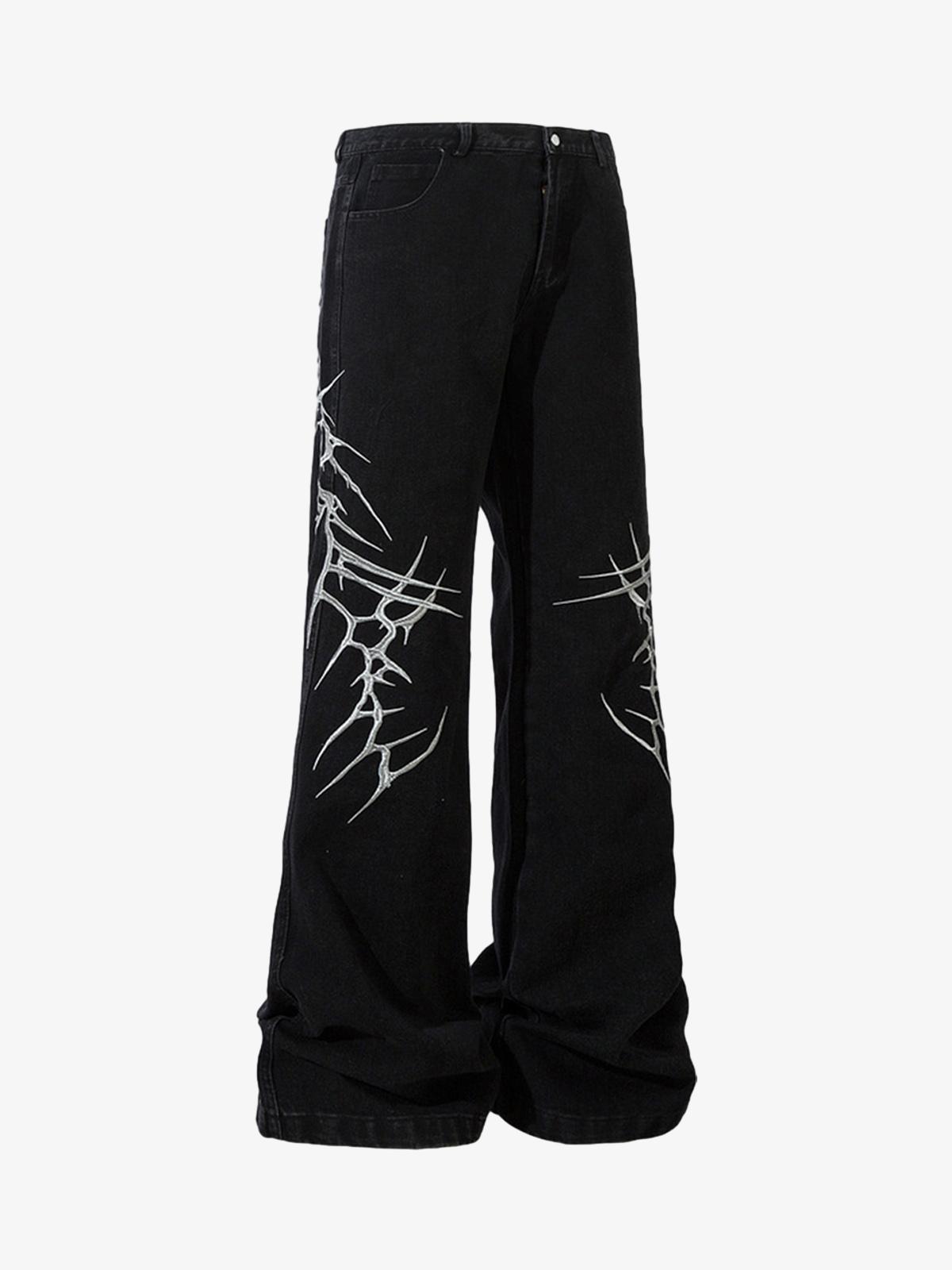 Graphic Embroidered Straight Jeans - 2280 