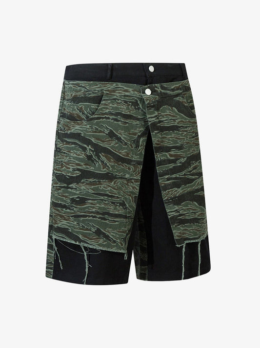 Thesupermade High Street Patchwork Camouflage Contrast Denim Jorts 
