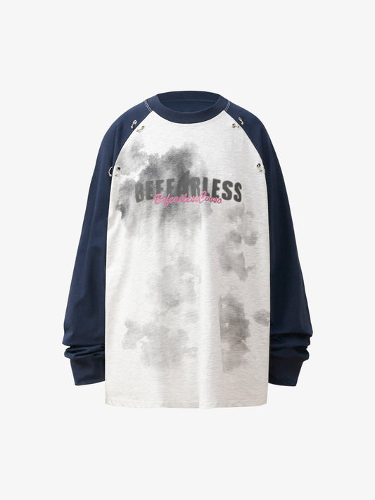Thesupermade Splatter Eyelet Studded Long Sleeve T-shirt 