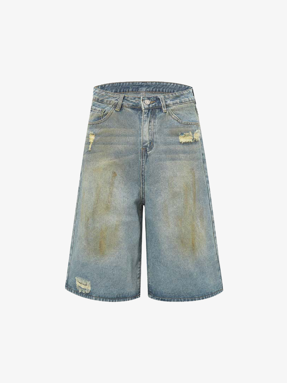 Washed Distressed Spray Painted Ripped Jorts