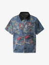 Tie-Dye Denim Graffiti Polo T-Shirt 