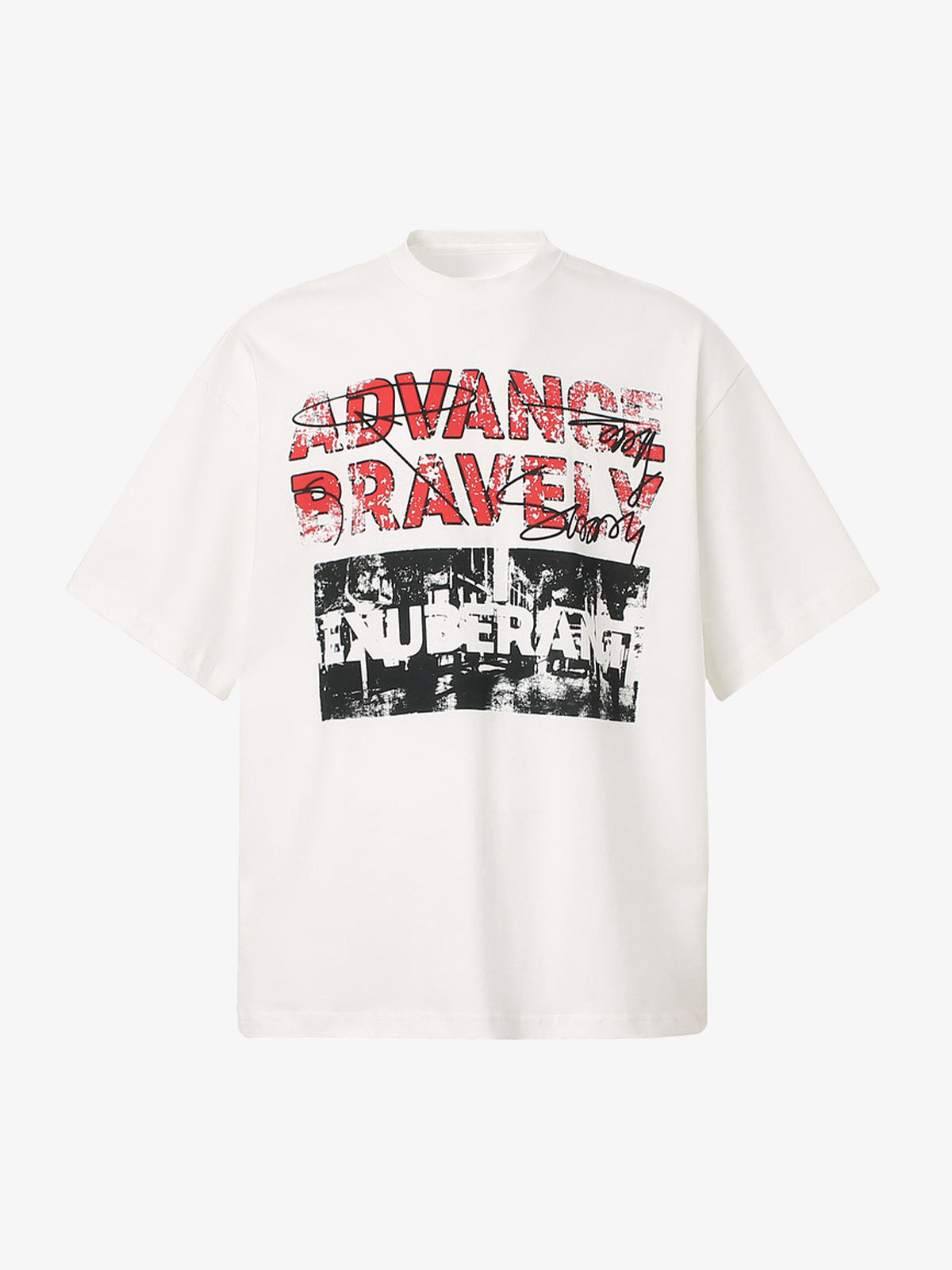 Bold "Advance Bravely" Graphic T-Shirt - 2512 