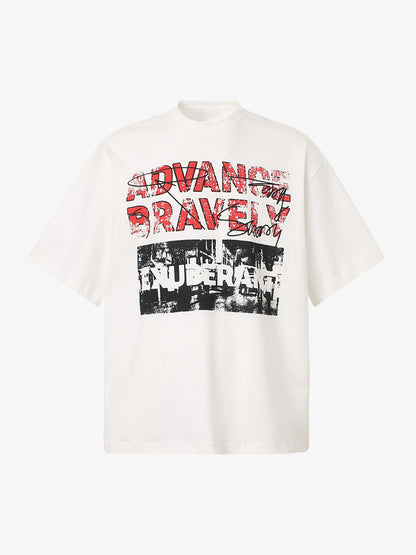 Bold "Advance Bravely" Graphic T-Shirt - 2512 
