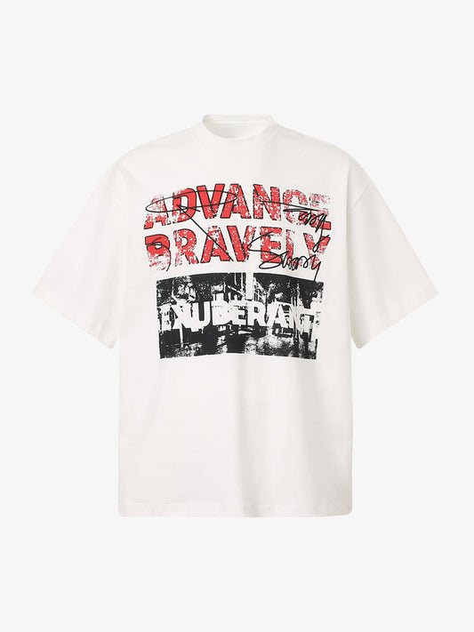 Bold "Advance Bravely" Graphic T-Shirt - 2512 