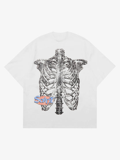 Thesupermade Pencil Detail Skull Street Rap T-shirt 