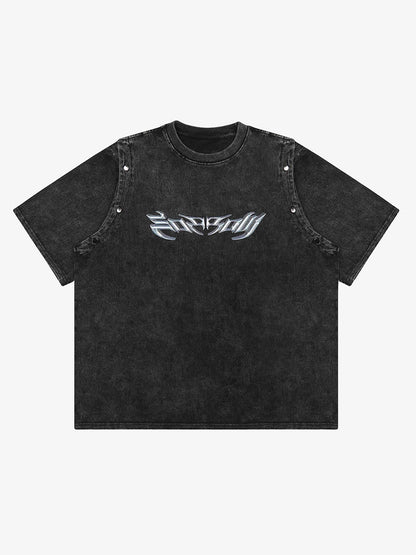 Thesupermade Punk Personality Alphabet T-shirt - 1652 