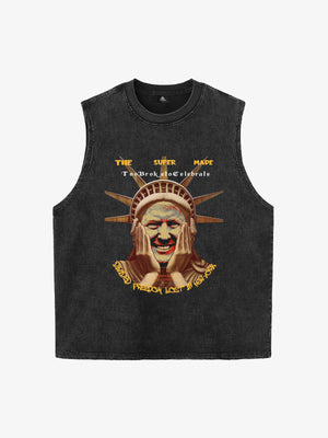 Original Fun Graffiti Print Vest Unique Graphic Tank Top 