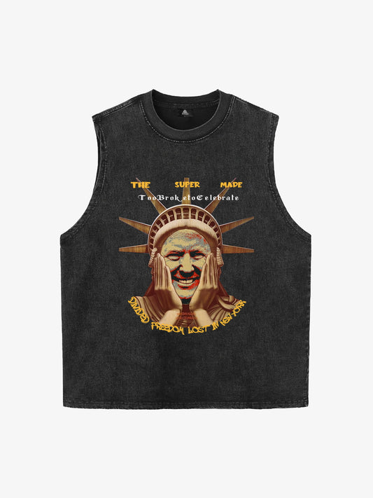 Original Fun Graffiti Print Vest Unique Graphic Tank Top 