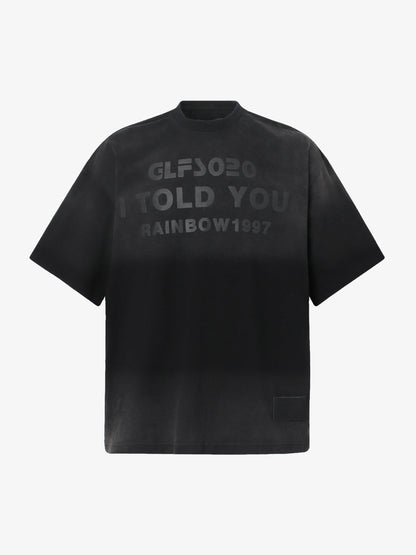 Distressed Gradient Lettering Print T-shirt 