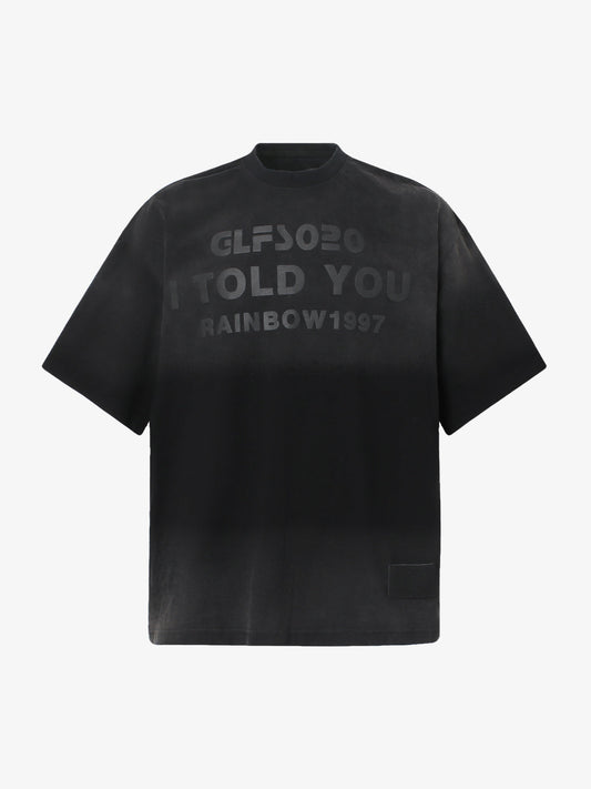 Distressed Gradient Lettering Print T-shirt 