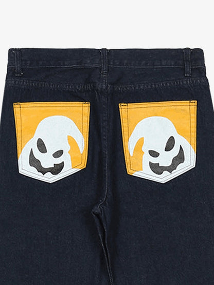 Thesupermade Cartoon Pocket Print Washed Jeans 