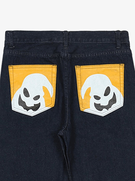 Thesupermade Cartoon Pocket Print Washed Jeans 
