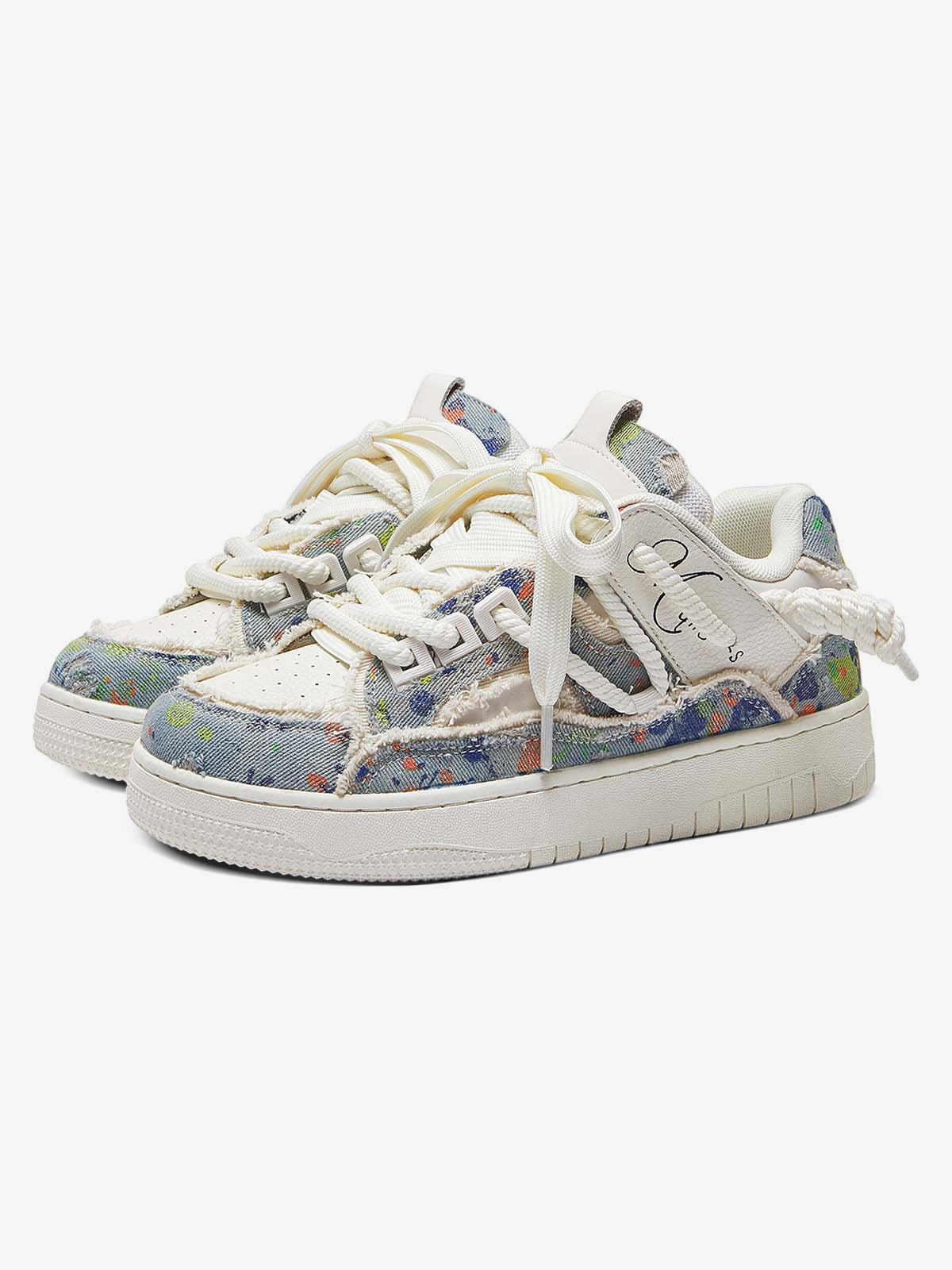 Destruction Series Tassel Contrast Color Sneakers - 2356 