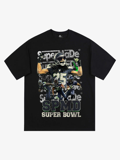 Super Bowl Football Print T-shirt - 2309 