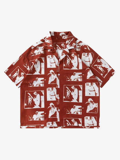 Thesupermade Portrait Pattern Short-sleeved Shirt 