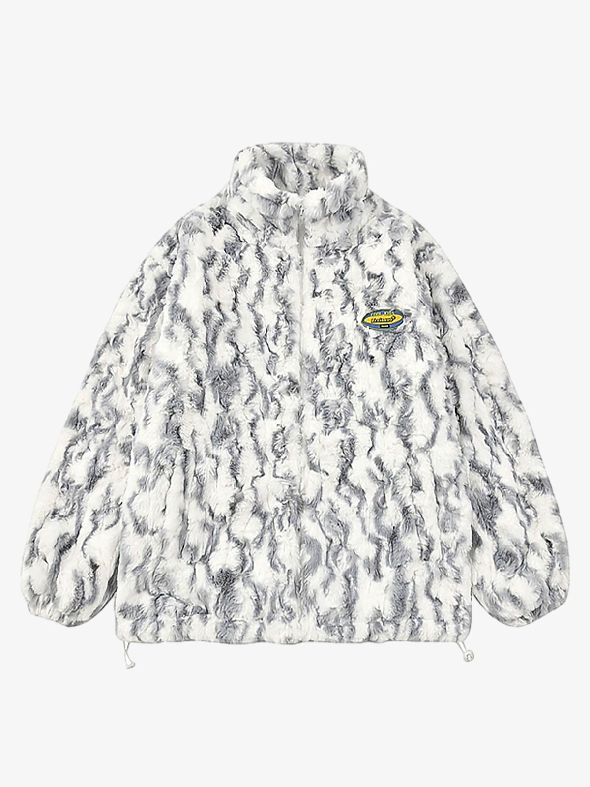 Tie-Dye Stand Collar Sherpa Jacket 