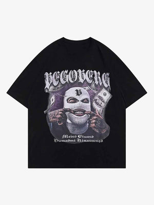 Thesupermade Masked Gangster Portrait Printed T-Shirt-1533 