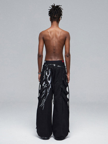 Deconstructed Brushed Silver Ribbon Drawstring Pant - 2177 