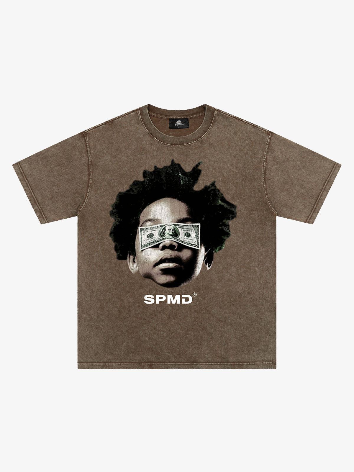 Original Distressed Washed Dollar Boy Print T-Shirt 