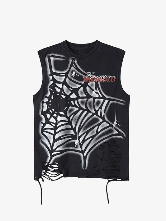 Raggedy Design Spider Web Graphic Vest - 2360 